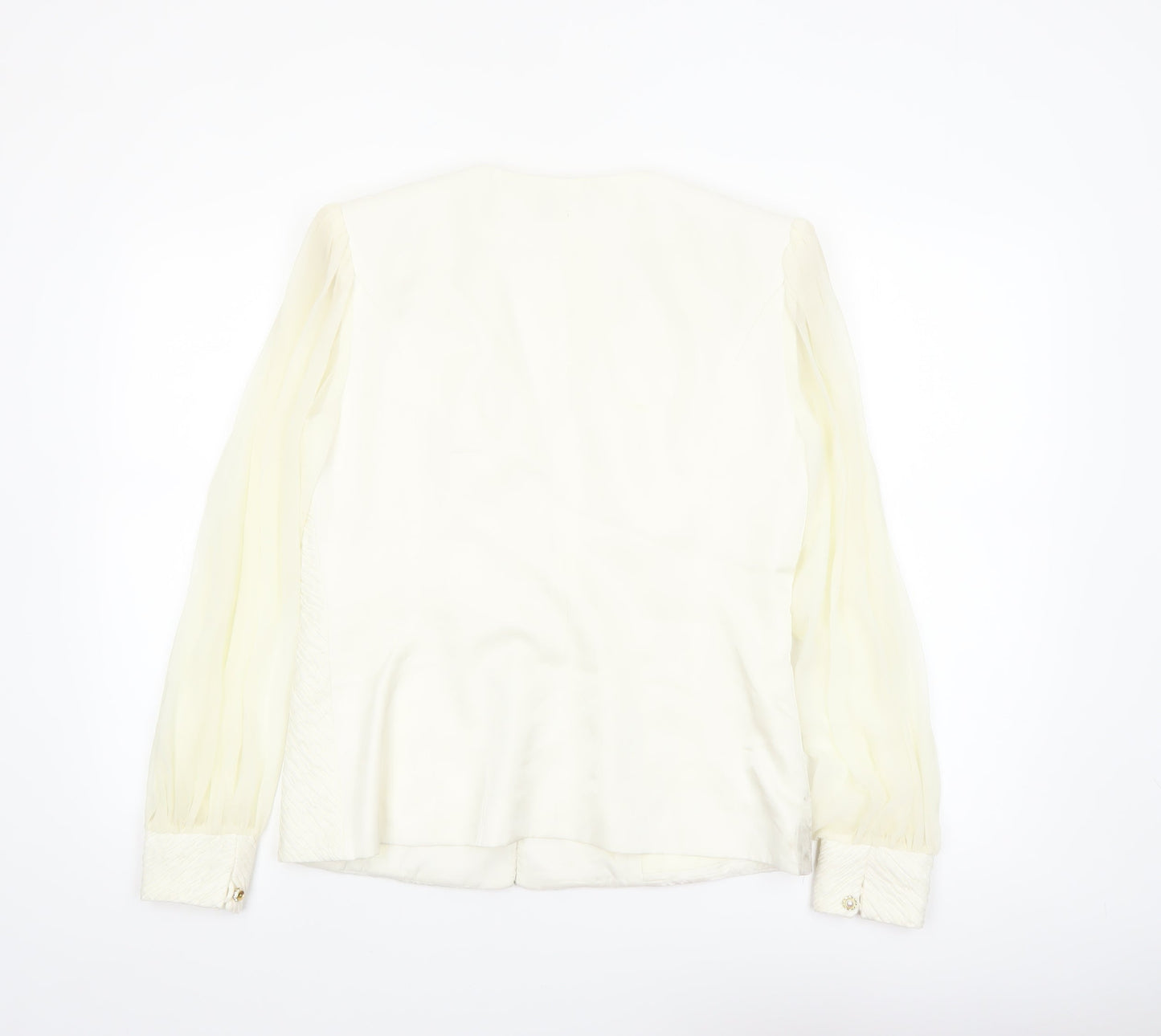 Lorellana Women’s Ivory Long Sleeve Beaded Button Blouse Size 8