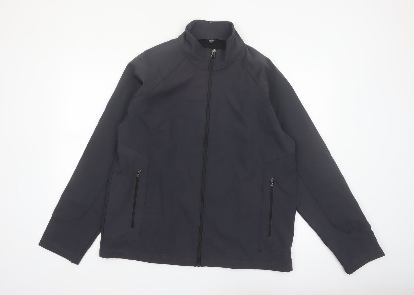 Blue Harbor Mens Black Softshell Jacket L Full Zip Windproof