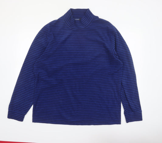 Uniqlo Men’s Blue Striped HEATTECH High Neck Long Sleeve Top 2XL