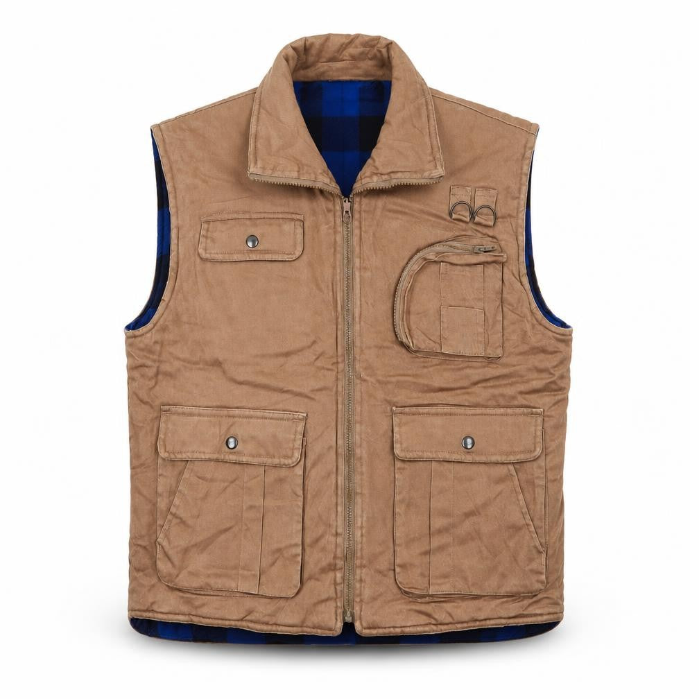 Branded Lion Men’s Brown L Padded Ramie Cotton Waistcoat Vest