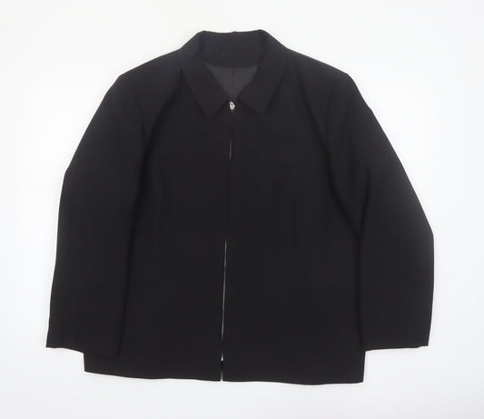 Bonmarché Women's Black Plus Size 22 Classic Lined Zip Jacket