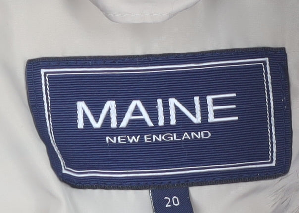 Maine New England Women's Beige Quilted Jacket Size 20 Faux Fur Collar