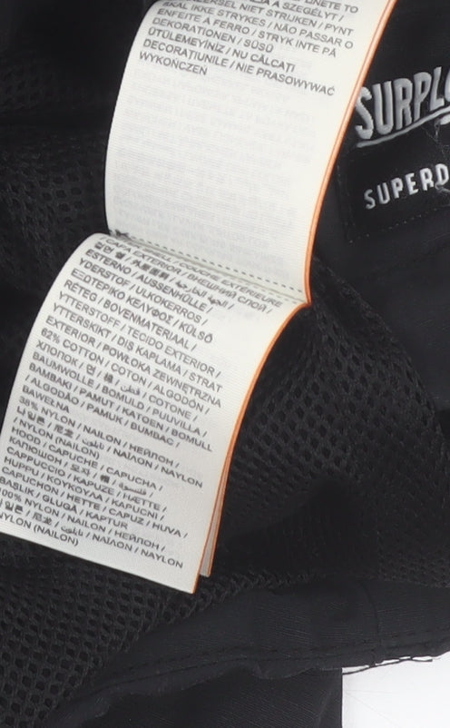 Superdry Women's Black Parka Jacket Size S Hooded Water Resistant