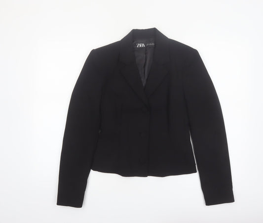 Zara Women's Black Slim Fit Single-Breasted Blazer Jacket S