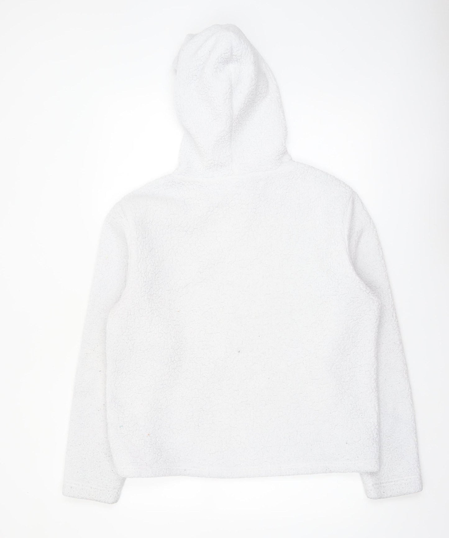 FILA Women White Fleece Pullover Hoodie Size M Relaxed Fit