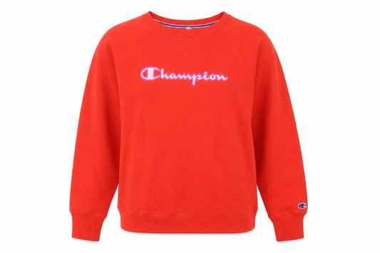 Champion Womens Red Pullover Sweatshirt Medium Logo Crew Neck
