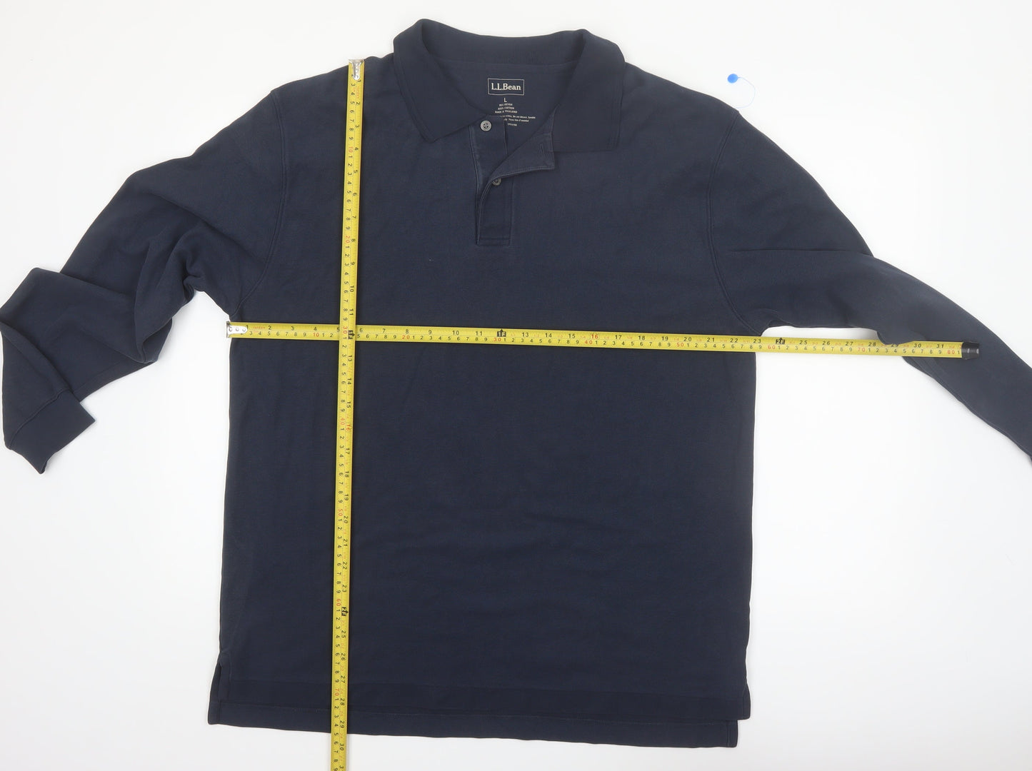 L.L.Bean Men's Blue Long Sleeve Cotton Polo Shirt Size L