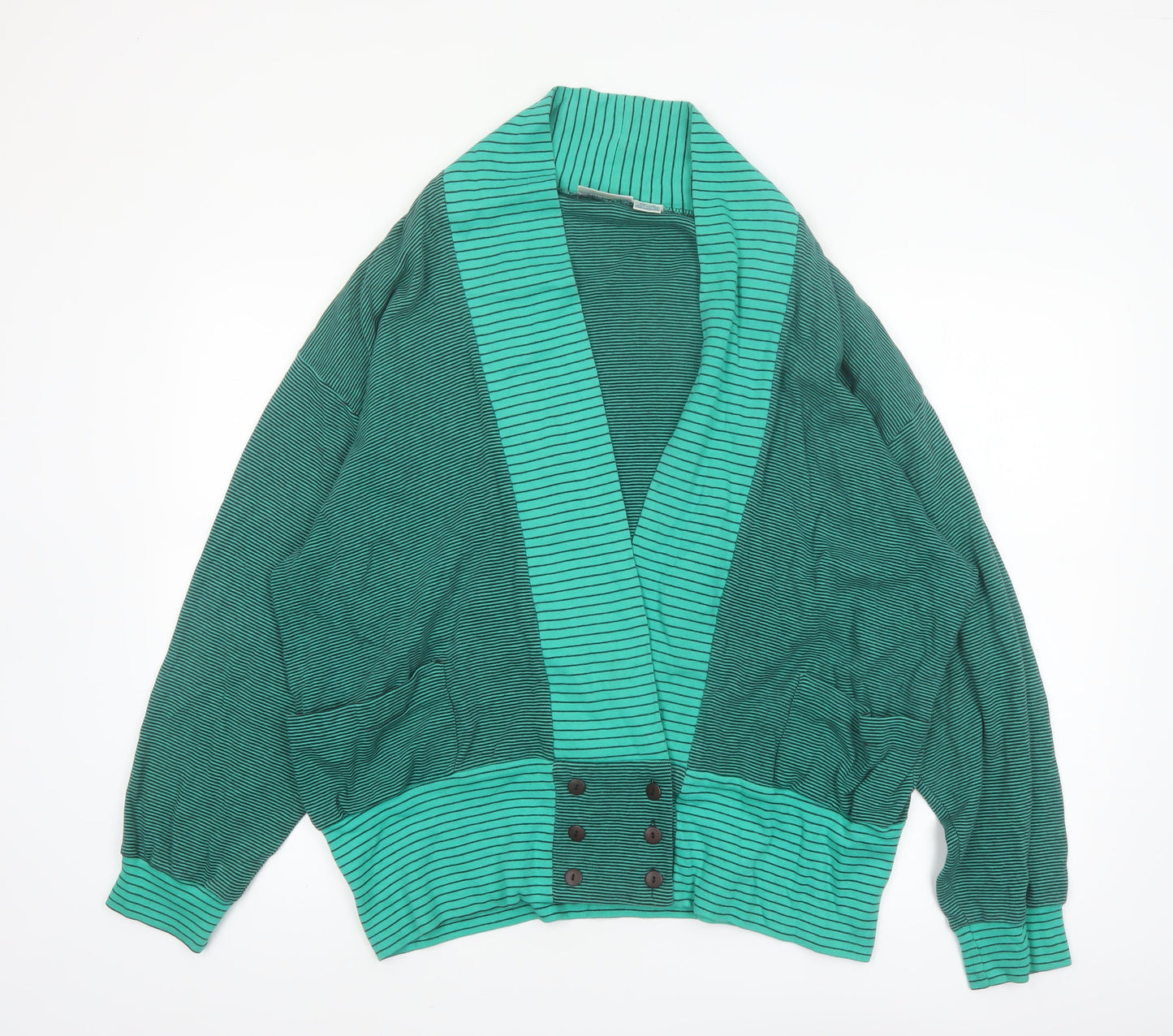 Nordstrom Active Sports Women's Green Striped Cotton Blazer M