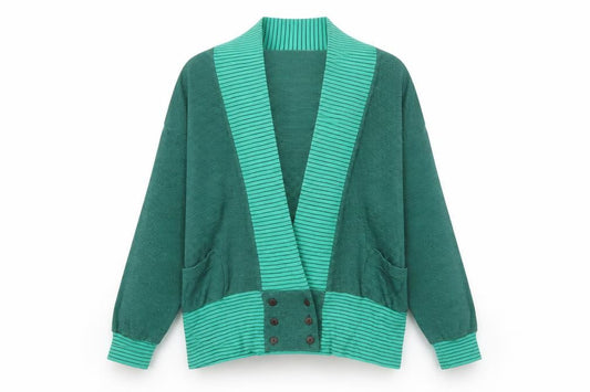Nordstrom Active Sports Women's Green Striped Cotton Blazer M