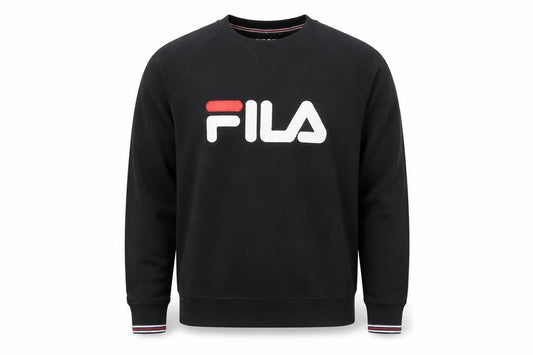 Fila Men's Black Logo Crew Neck Pullover Sweatshirt Size L