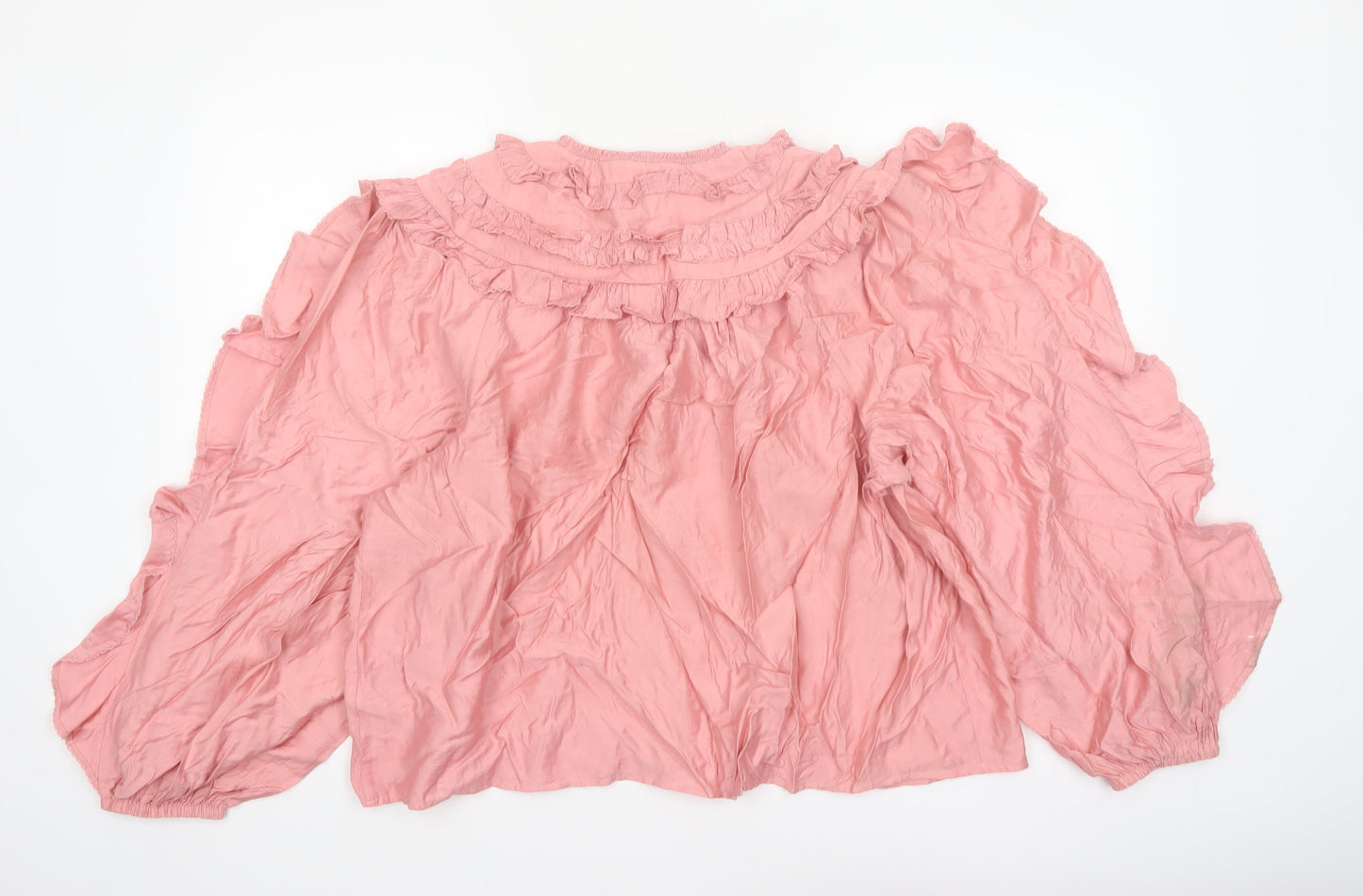Marks and Spencer Per Una Pink Ruffle Tunic Blouse Women’s Size 18