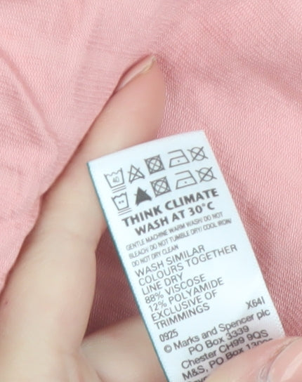 Marks and Spencer Per Una Pink Ruffle Tunic Blouse Women’s Size 18