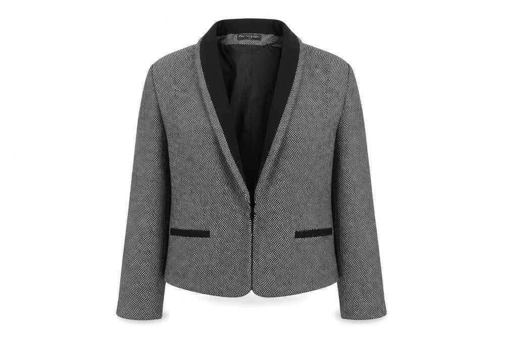 Miss Selfridge Women Black & White Tweed Blazer UK 12 Single-Breasted Jacket
