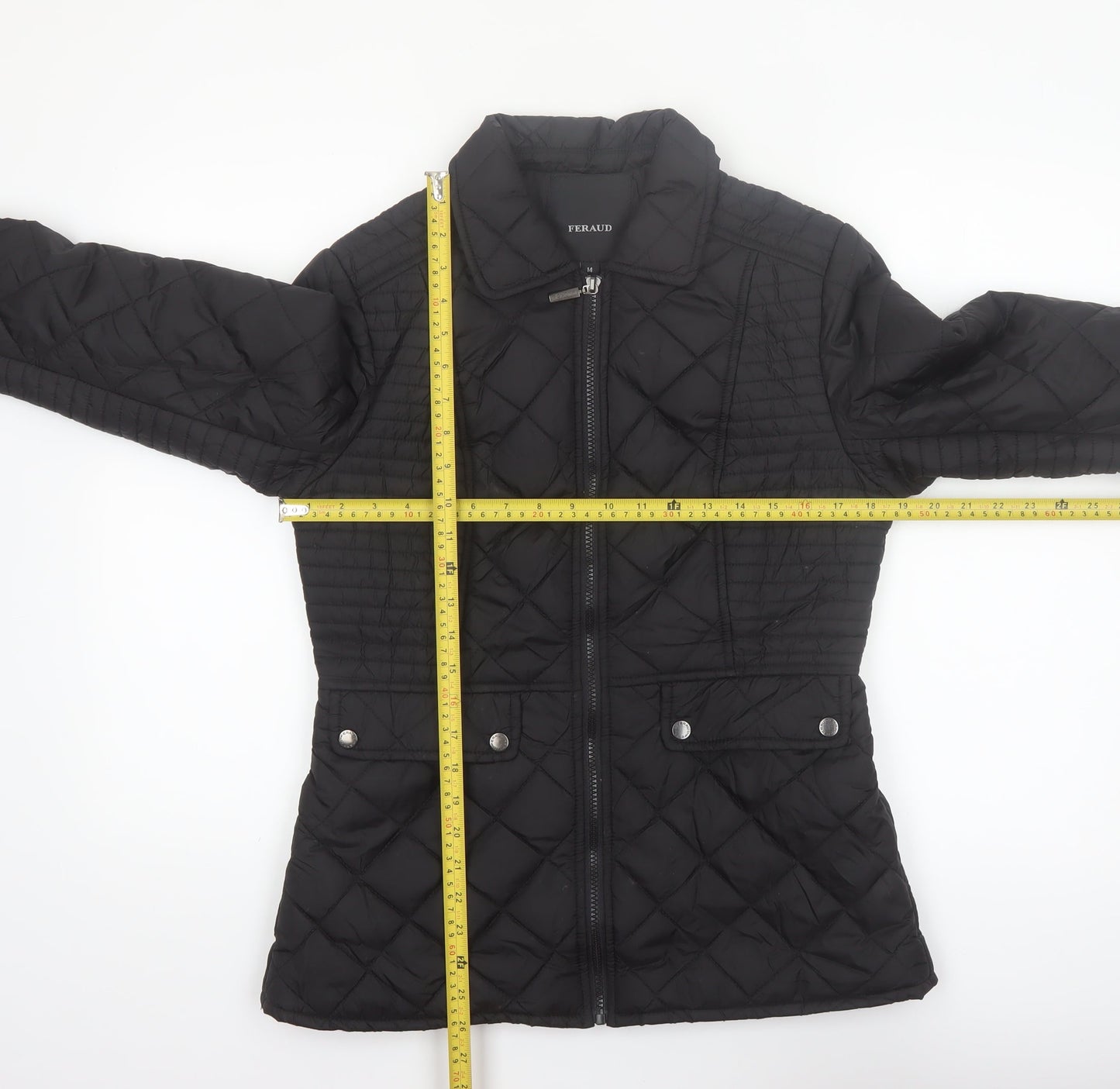 Feraud Women's Black Quilted Mid-Length Jacket Size 14