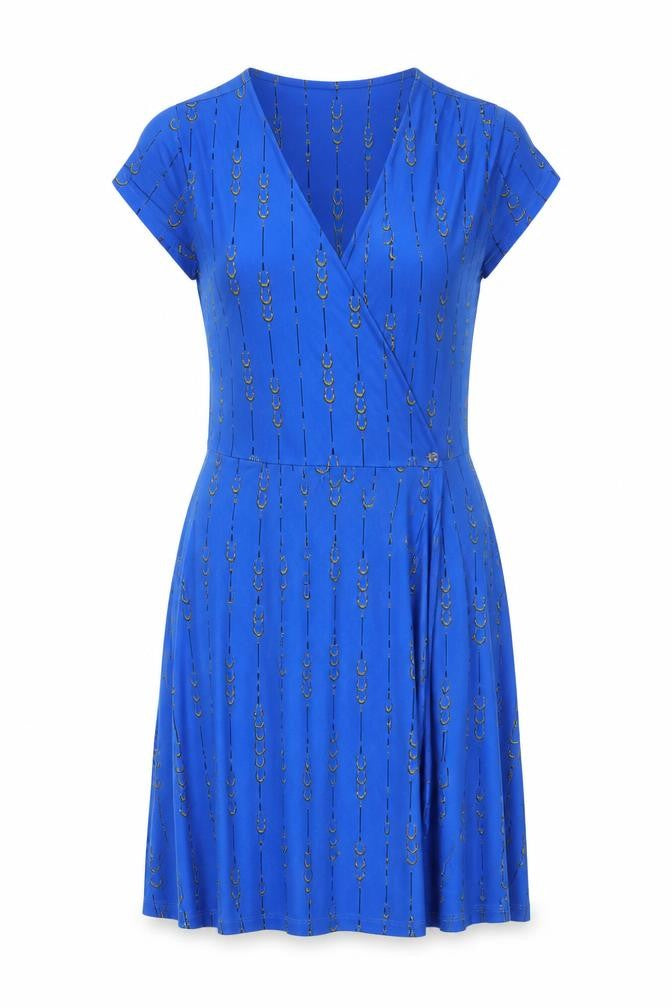Sonsandar Women Blue Size 12 Wrap Dress Short Sleeve V-Neck