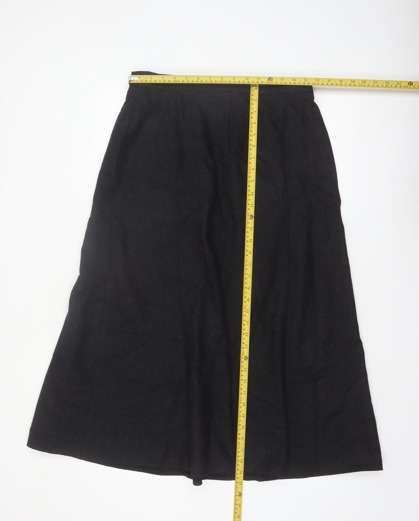 Rowland's Women's Black Wool Blend A-Line Midi Skirt Size 14