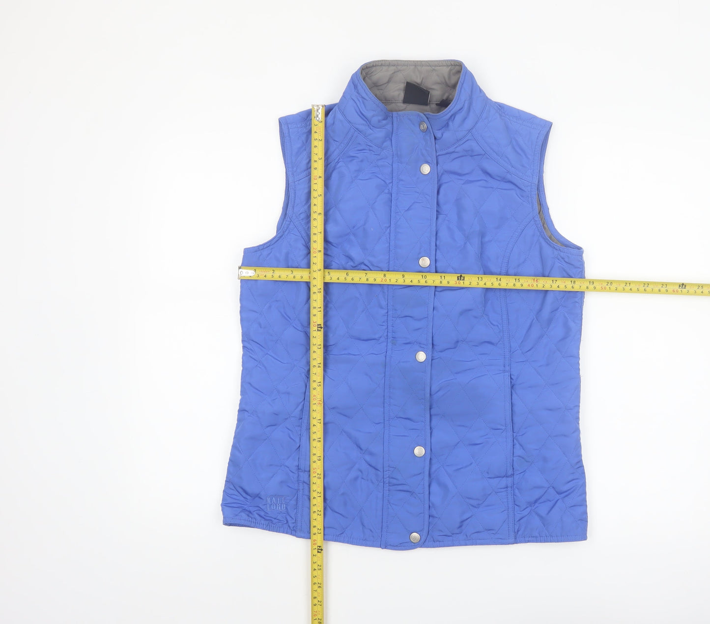 Kate Lord Women Blue Quilted Padded Waistcoat M Mid-Length