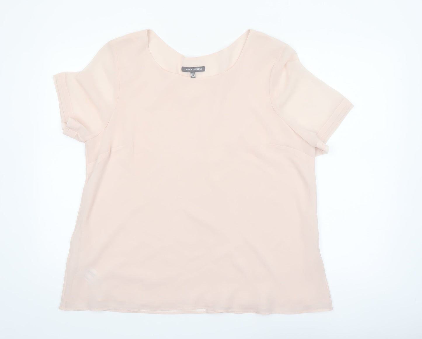 Laura Ashley Women’s Beige Short Sleeve Chiffon Blouse UK 18