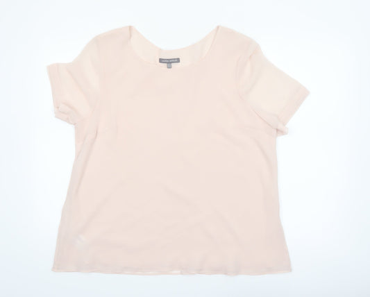 Laura Ashley Women’s Beige Short Sleeve Chiffon Blouse UK 18