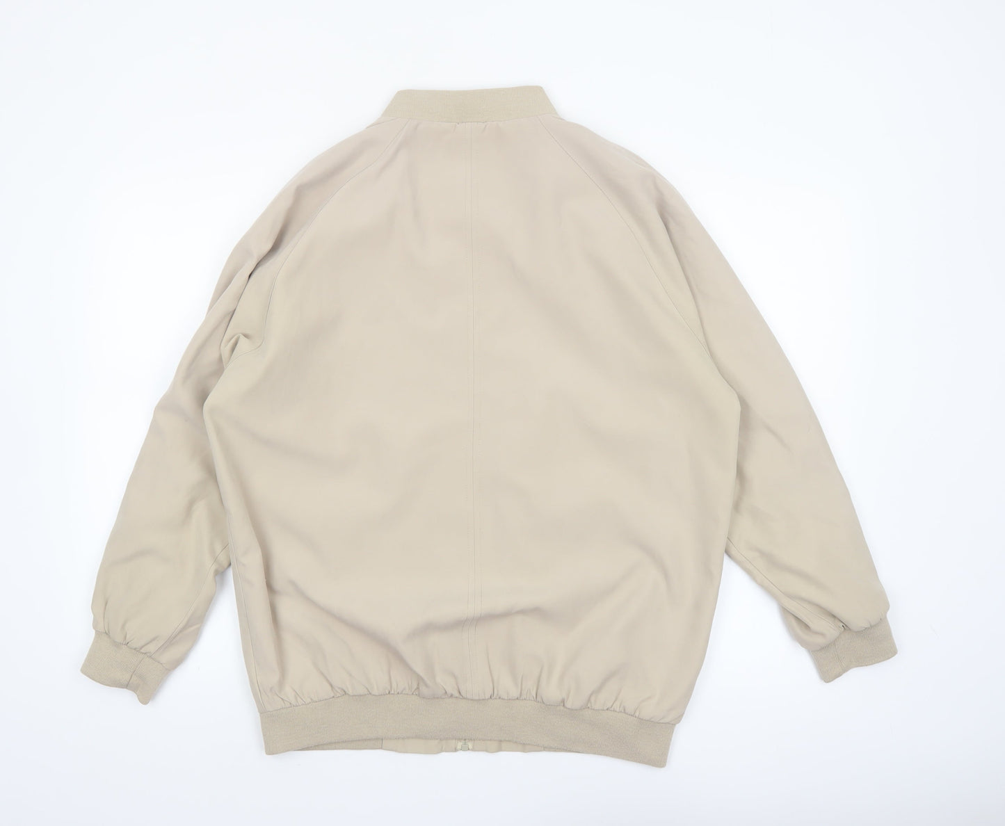Lincoln Men's Beige Bomber Jacket M Polyester Casual Zip-Up