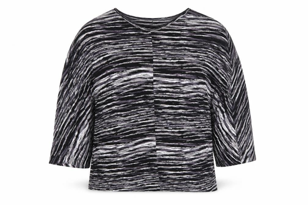 Kin by John Lewis Women's Black Striped Relaxed 3/4 Sleeve Jersey Blouse S