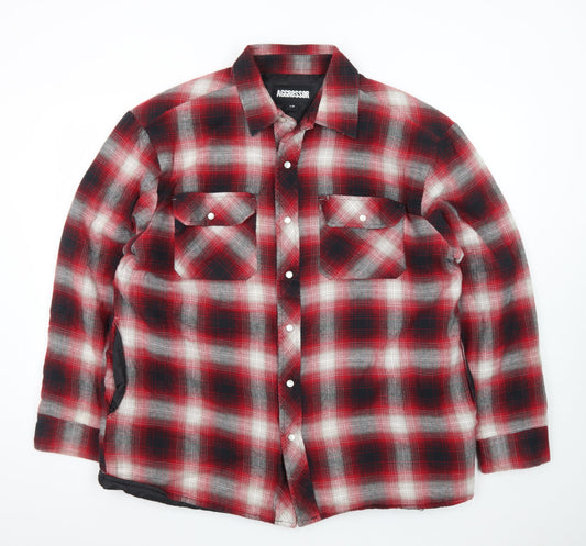 Aggressor Men's Red Checked Quilted Flannel Jacket L