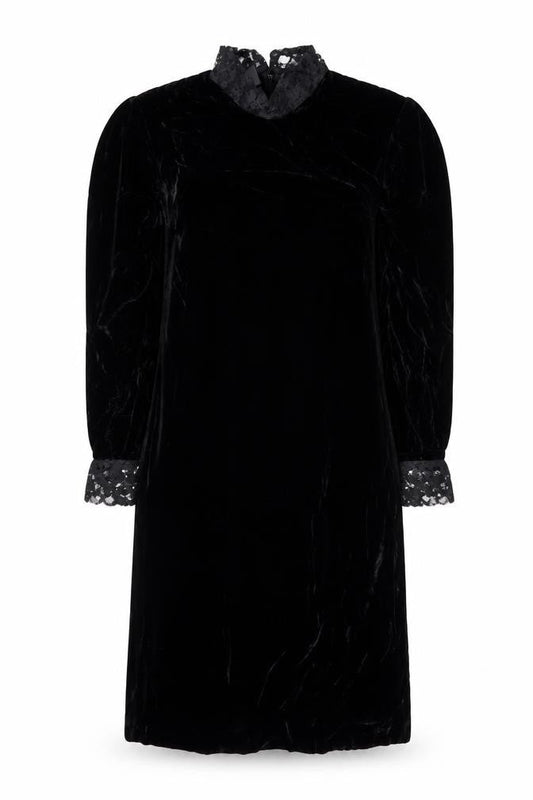 Baldanza Women’s Black Velvet Lace High Neck Formal Dress Size 8