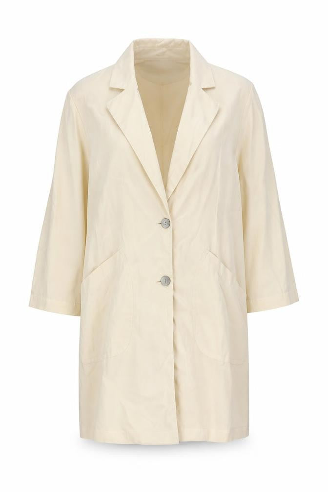 Zara Women Beige Long Blazer XS Single Breasted Notch Lapel