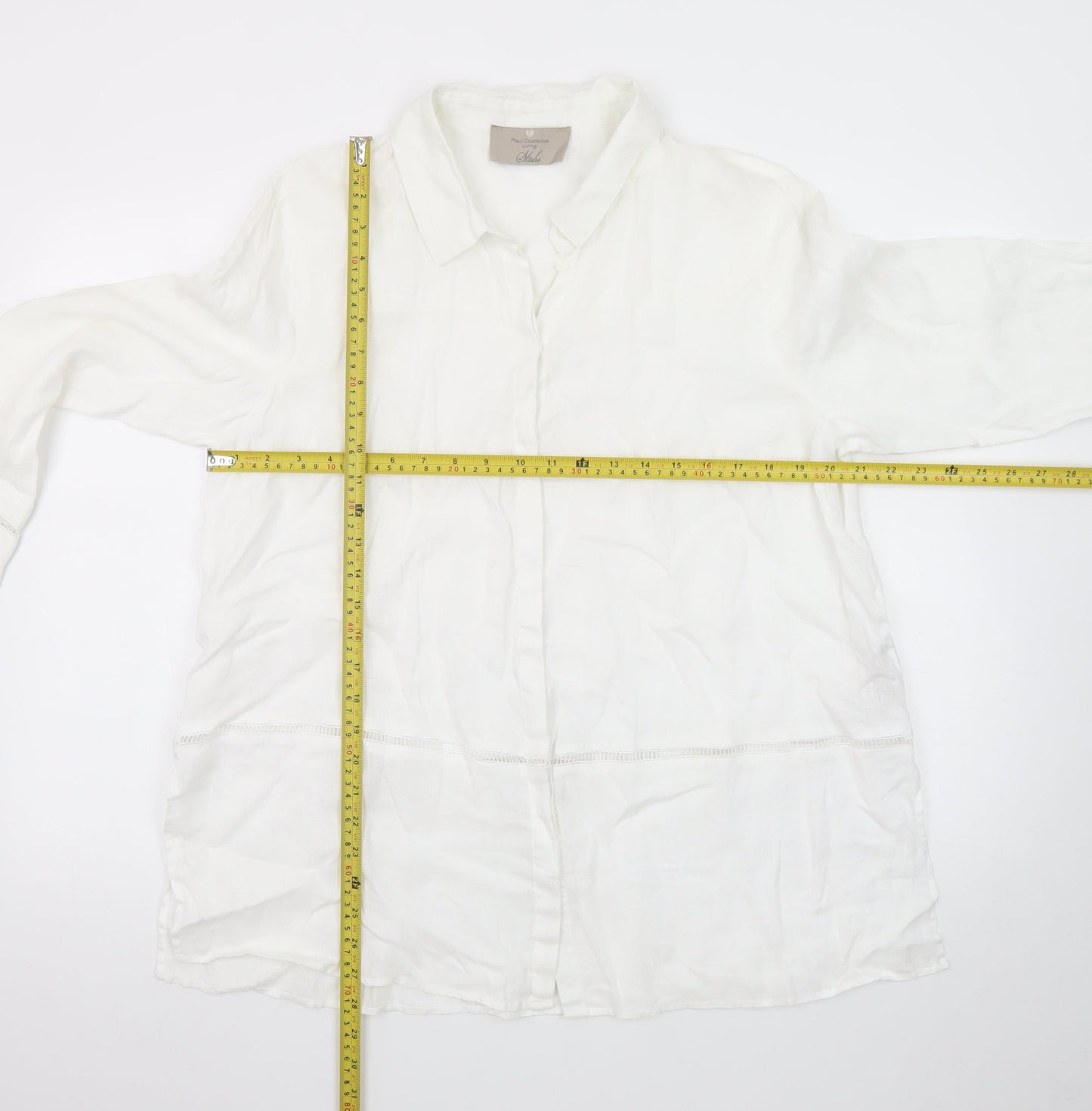 Paul Costelloe Women’s White Linen Long Sleeve Button-Up Shirt Size 16