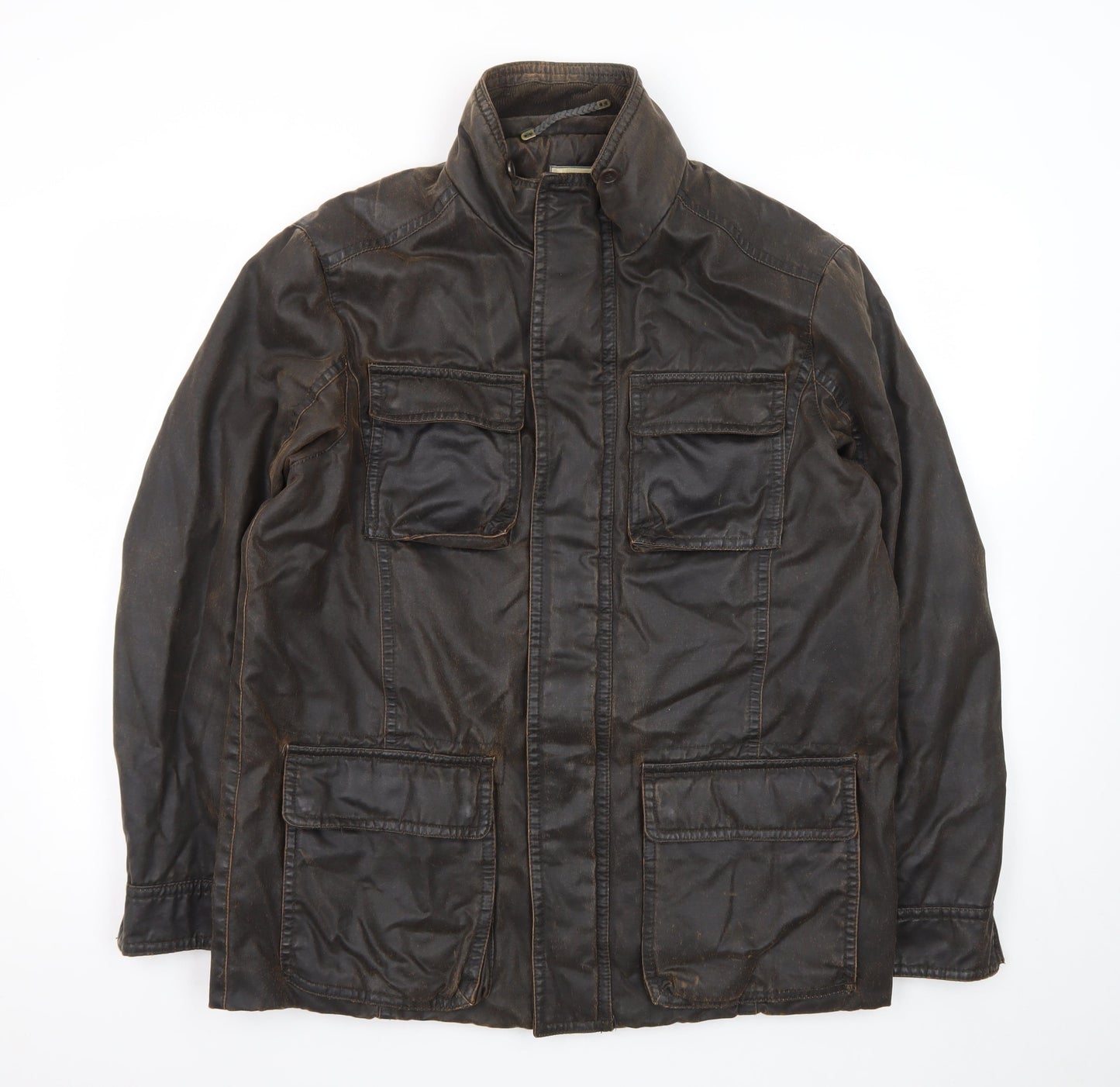 John Lewis Men Brown Waxed Cotton Field Jacket Medium