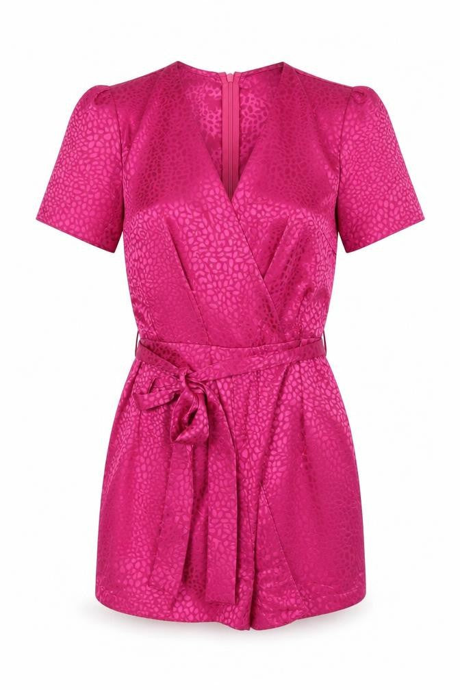 Nobody's Child Women's Pink Wrap Dress Size 8 Satin Short Sleeve