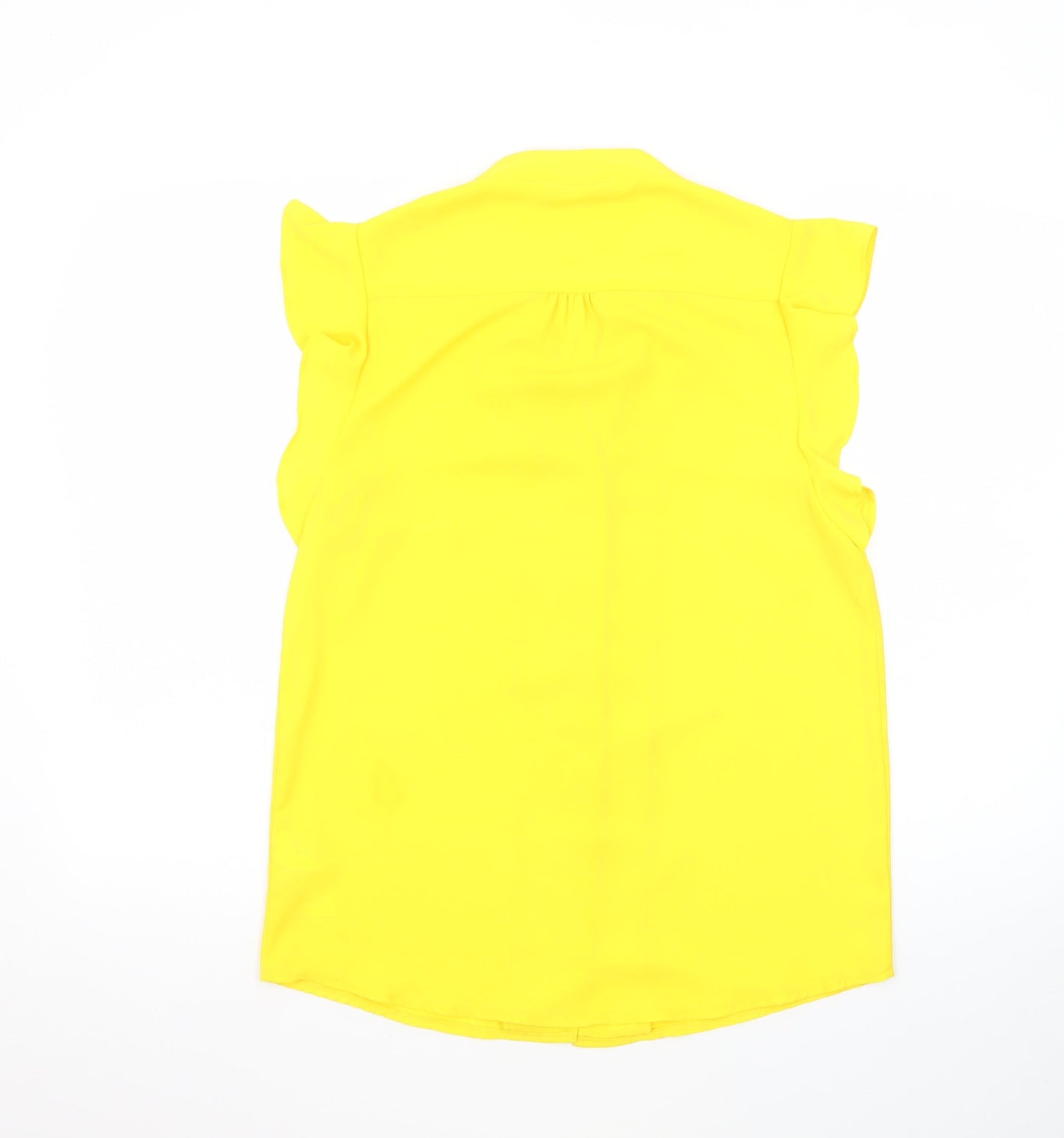 Oasis Women's Yellow Ruffle Sleeve V-Neck Blouse Size 10