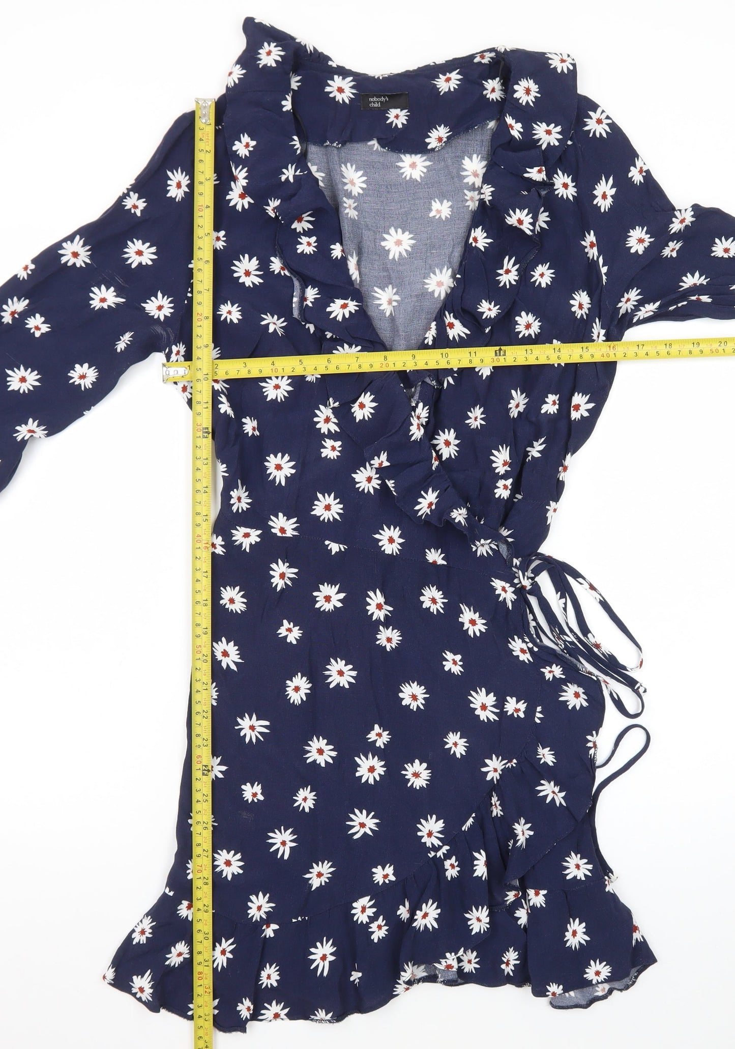 Nobody's Child Women's Blue Floral Wrap Dress Size 12
