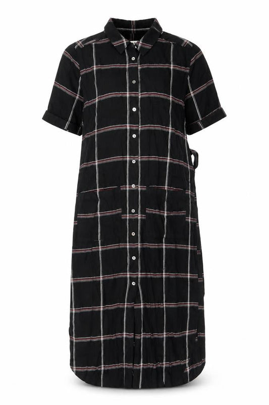 Whistles Women's Black Check Shirt Dress Size 8 Short Sleeve