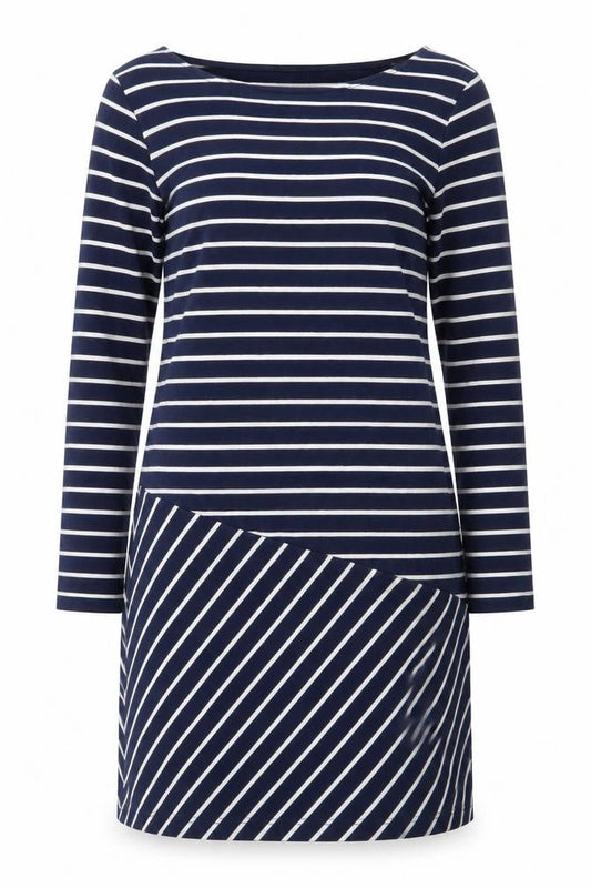 French Connection Women Blue Striped Shift Dress Size 10
