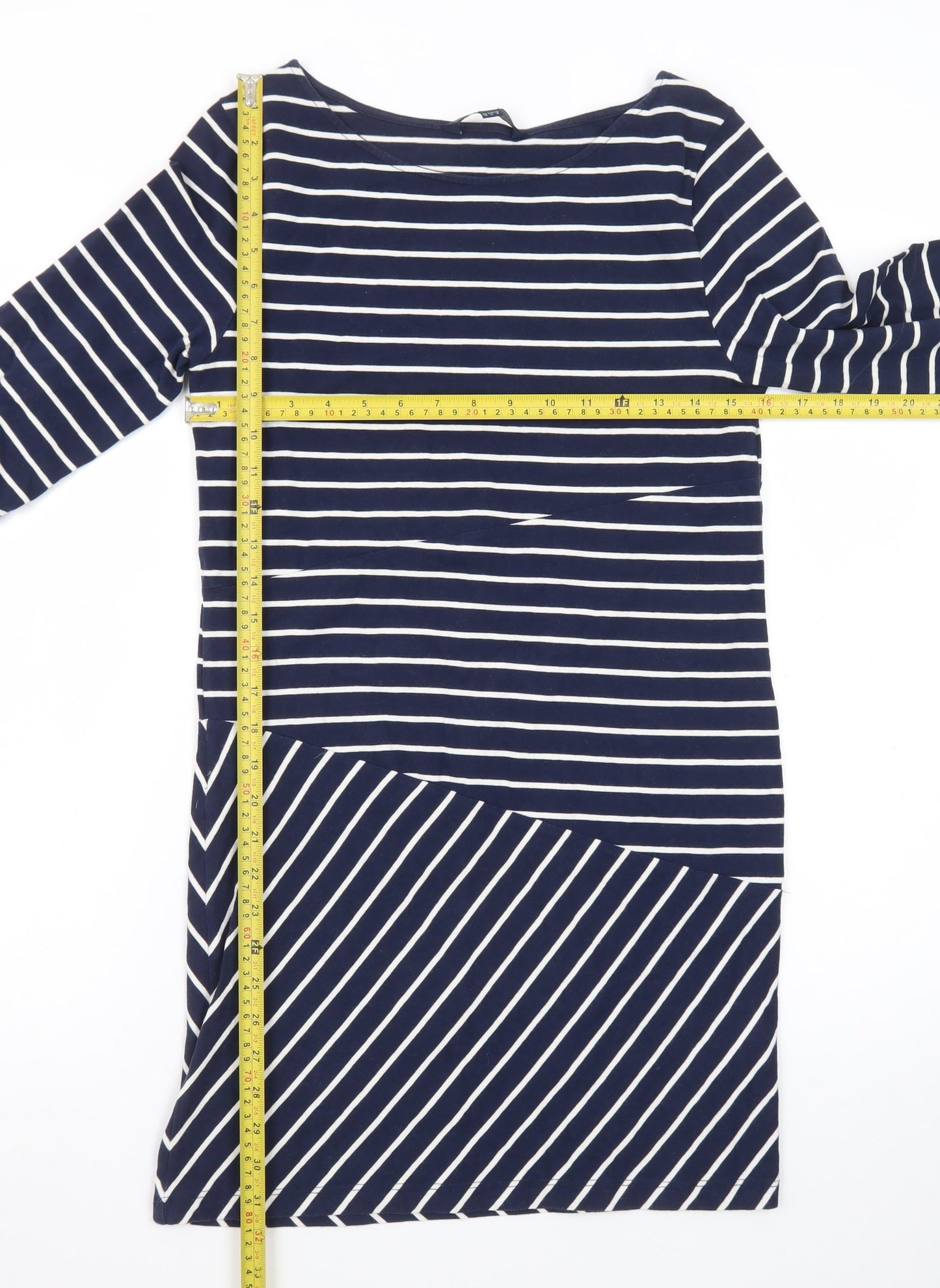French Connection Women Blue Striped Shift Dress Size 10