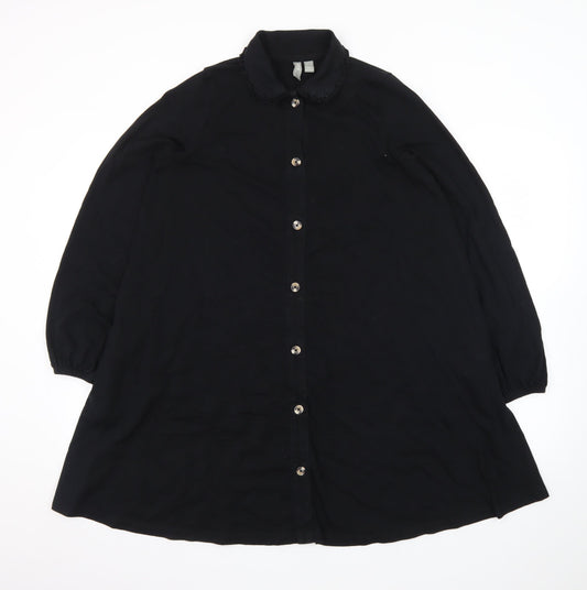 ASOS Women’s Black Long Sleeve Collared Shirt Dress Size 8