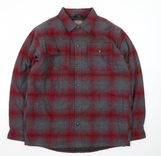 Rugged Elements Mens Red Check Flannel Puffer Jacket L