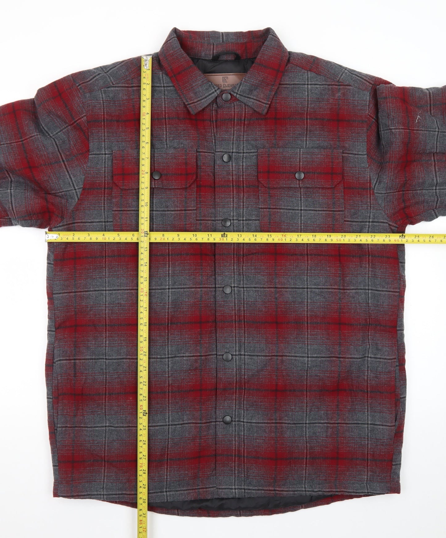 Rugged Elements Mens Red Check Flannel Puffer Jacket L