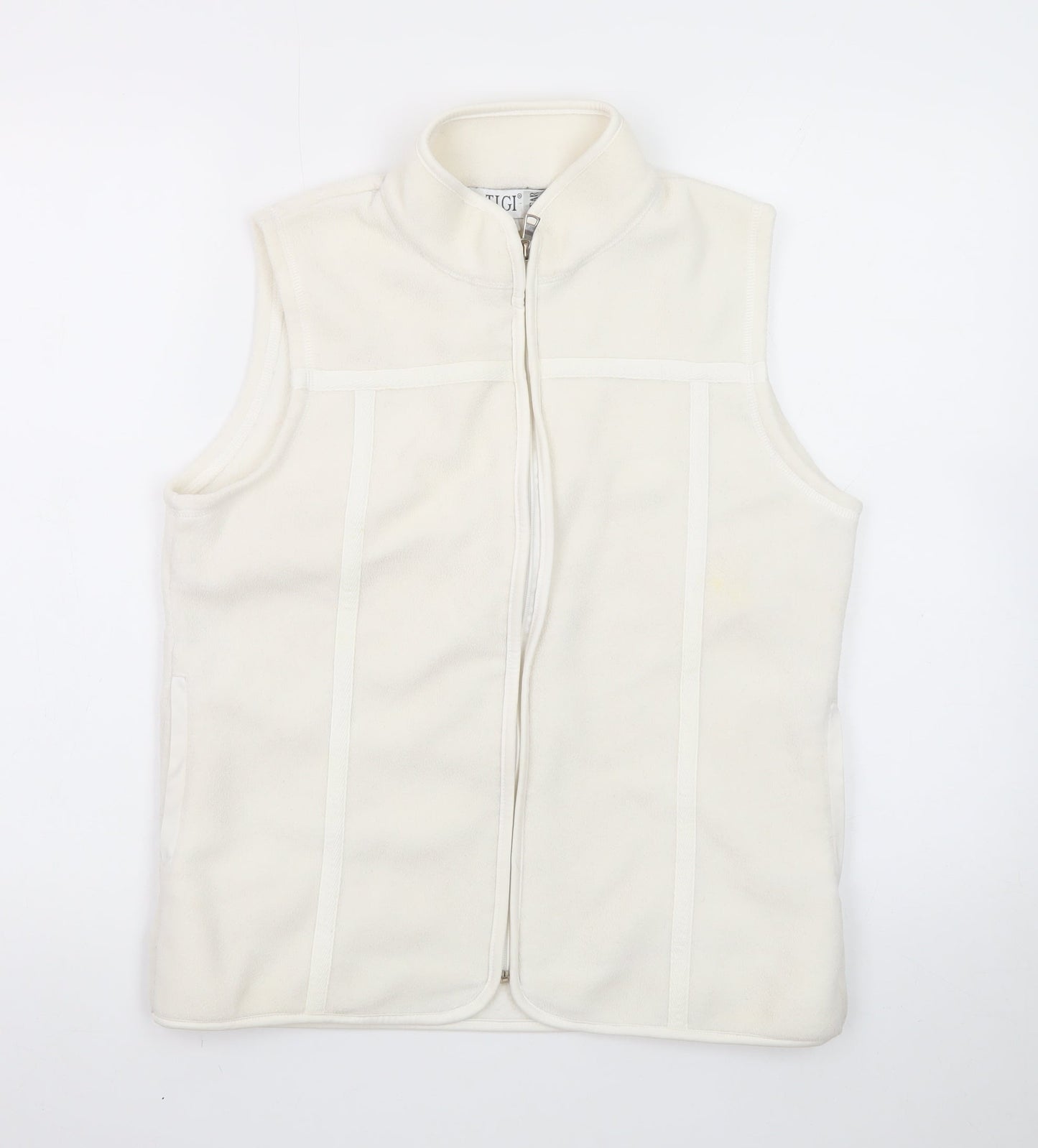 TIGI WEAR Women's Ivory Fleece Zip Waistcoat Size 10