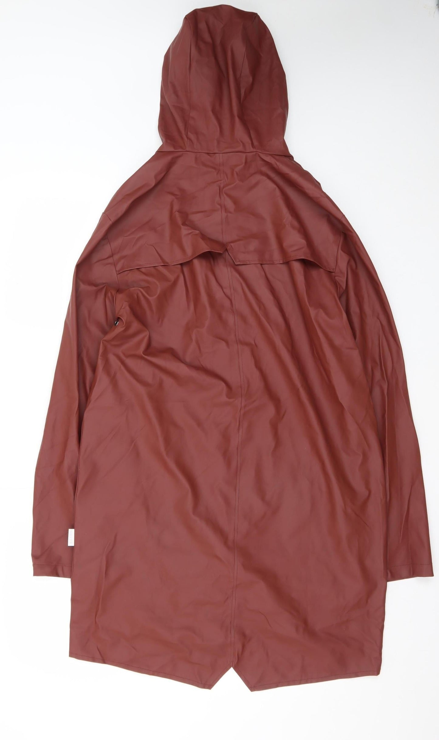 RAINS Women’s Brown Waterproof Long Rain Coat XS Hooded Lightweight