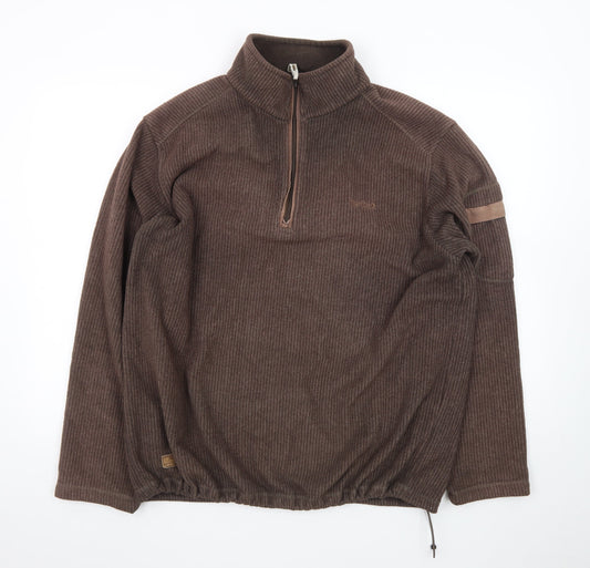 Regatta Men Brown Fleece 1/4 Zip Pullover Sweatshirt L Outdoor Hiking