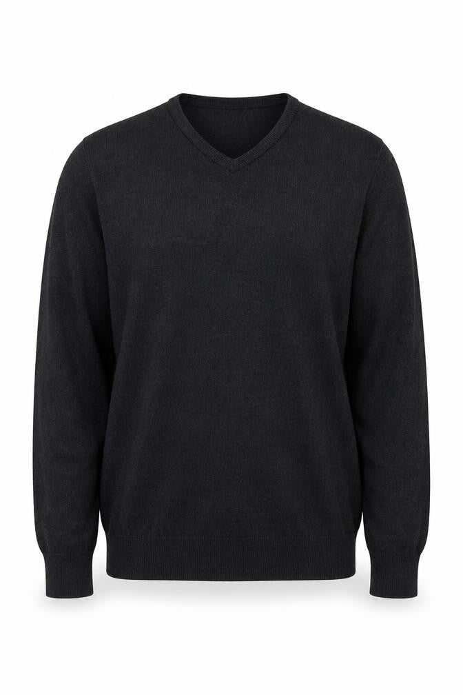 Simon Carter Men’s Black Wool Acrylic V-Neck Jumper Size L