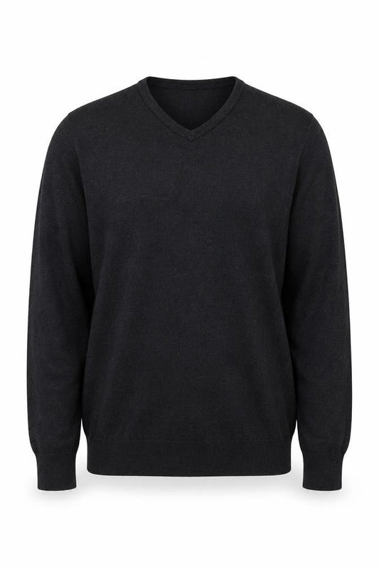 Simon Carter Men’s Black Wool Acrylic V-Neck Jumper Size L