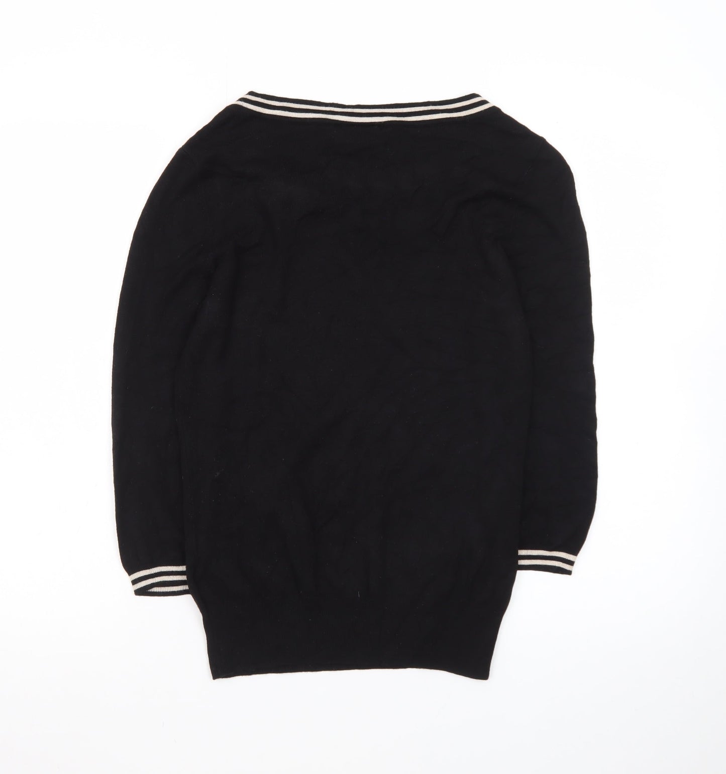 Wallis Women Black Beige Bow Knit Petite Jumper Size 10