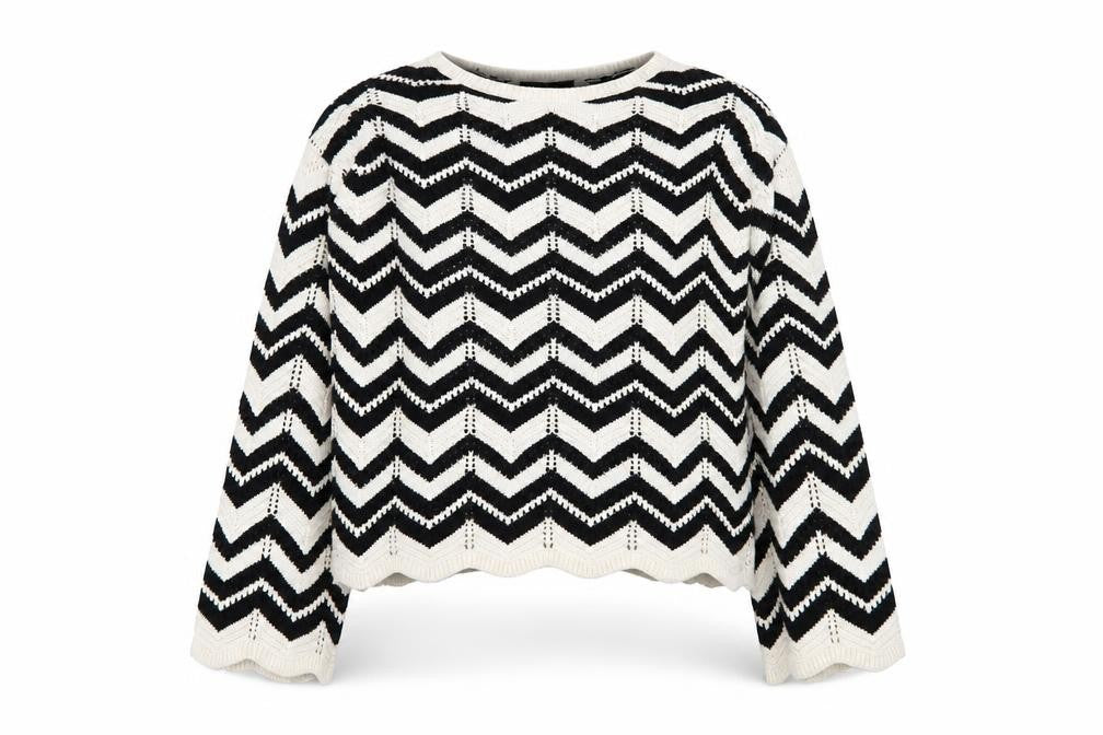 F&F Women's Black & White Chevron Knit Jumper M