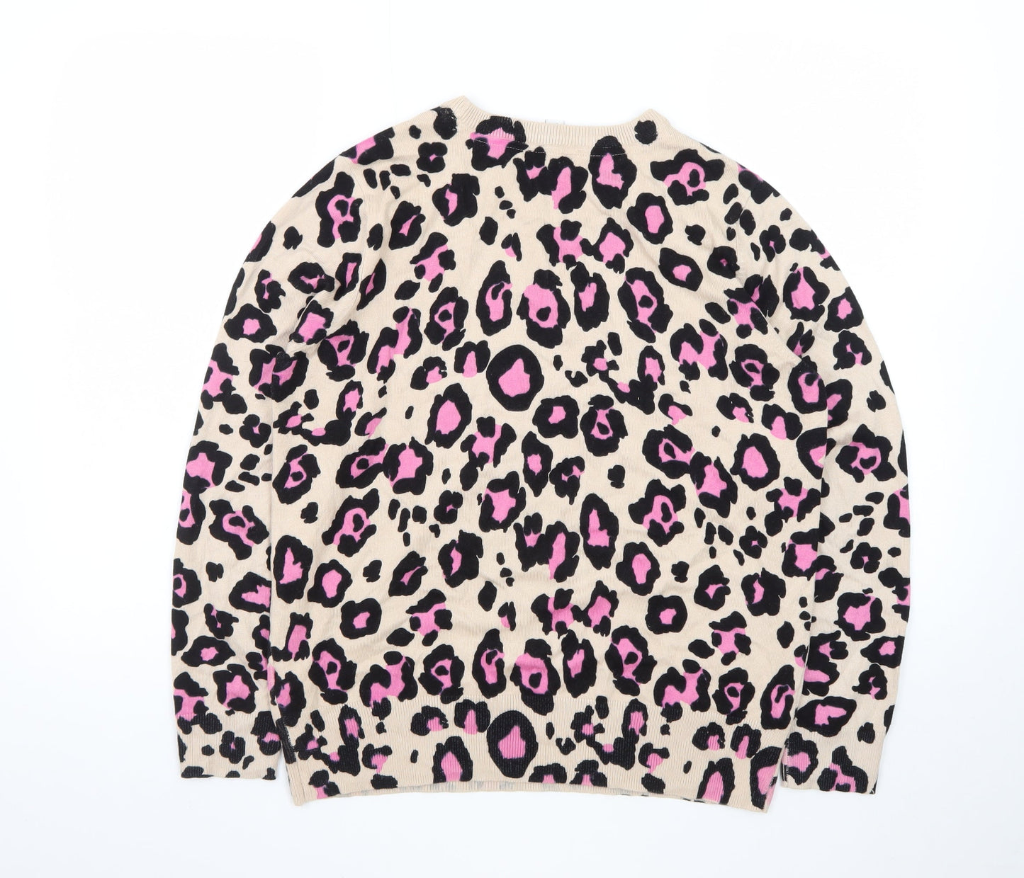 M&Co Women’s Beige Leopard Print Long Sleeve Pullover Jumper UK14