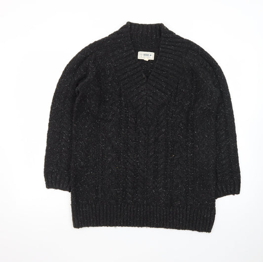FatFace Unisex Black Cable Knit Cardigan M