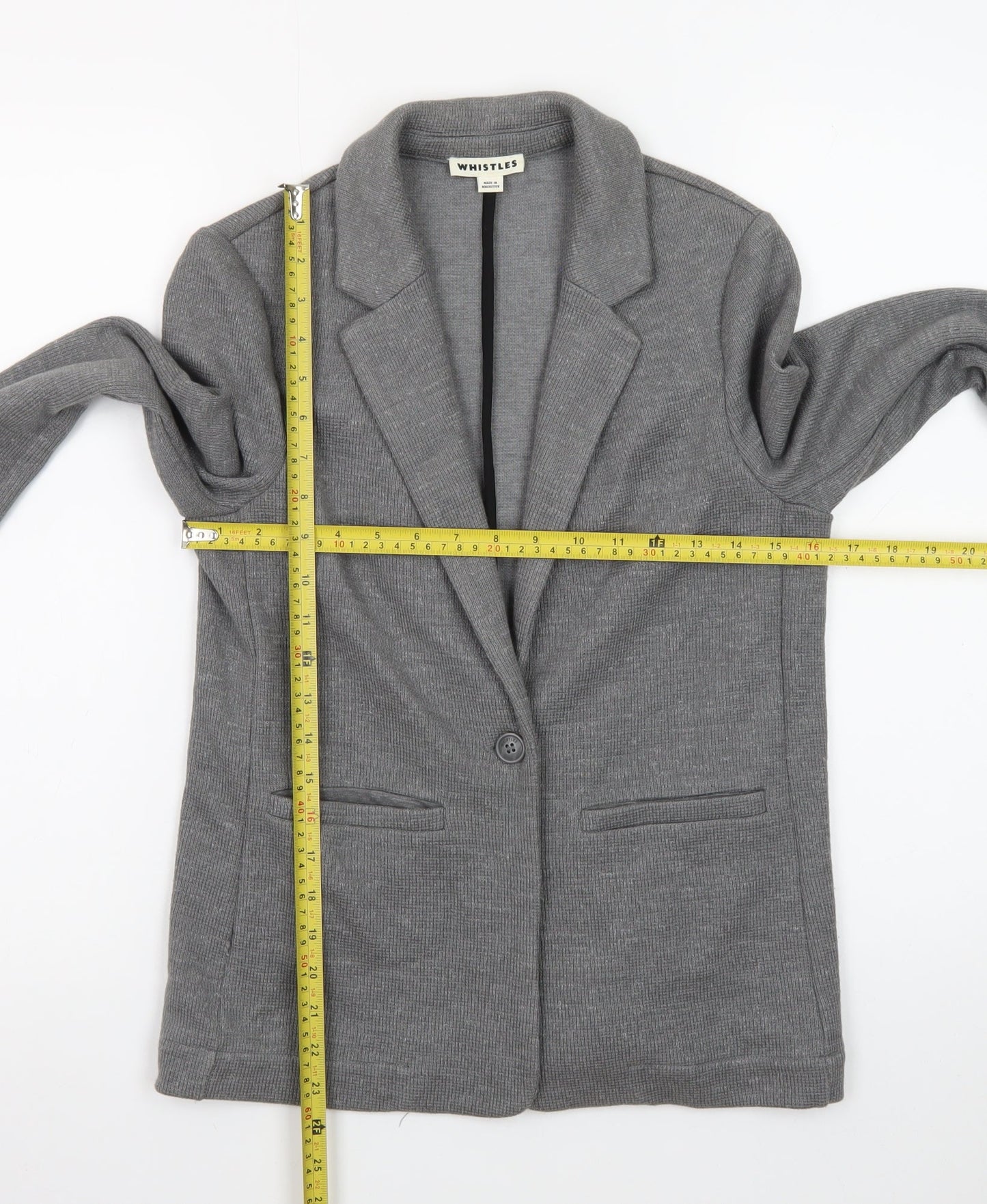 Whistles Women Grey Single-Breasted Blazer Jacket Size 8