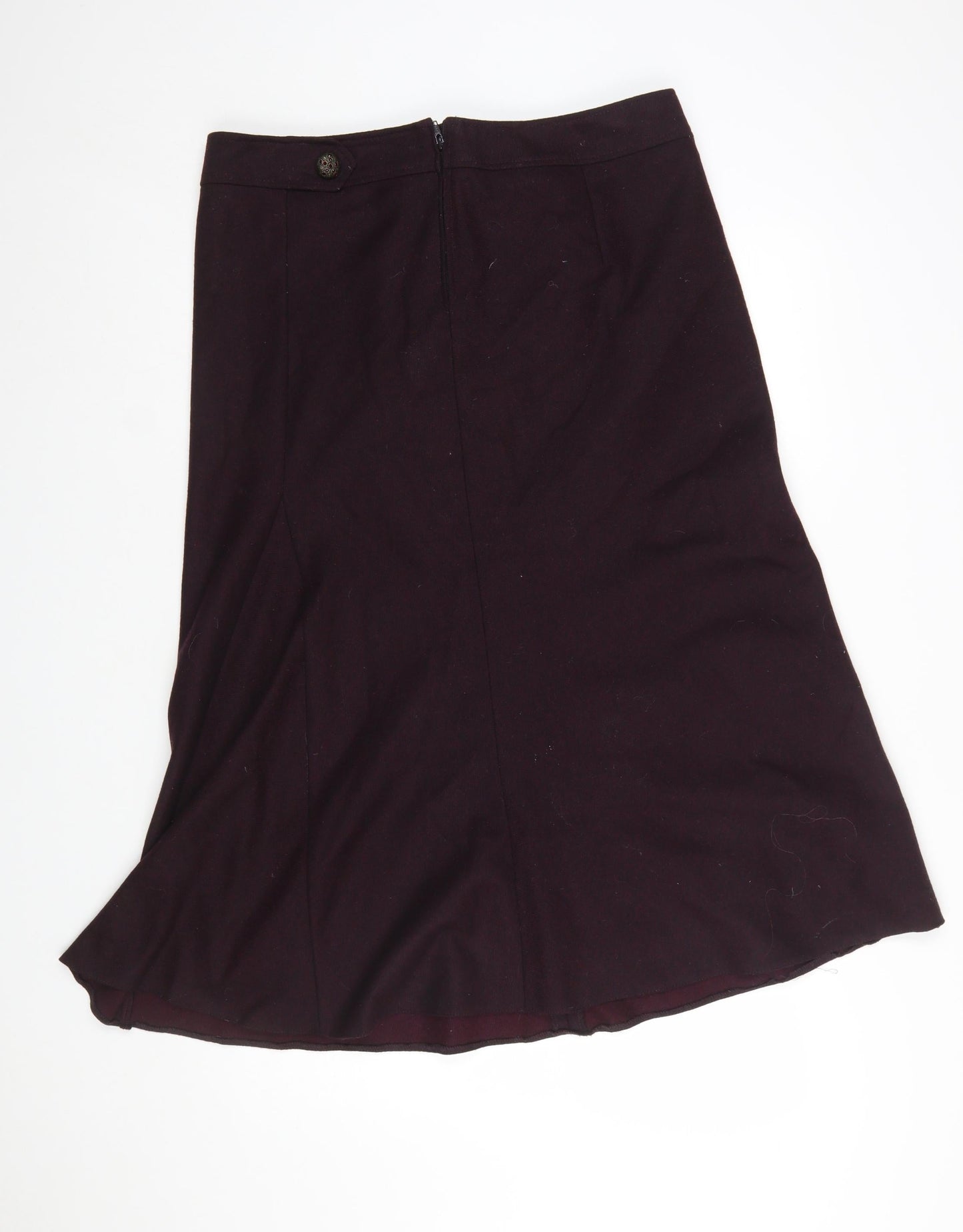 Marks and Spencer Women Claret Wool Blend A-Line Skirt Size 16